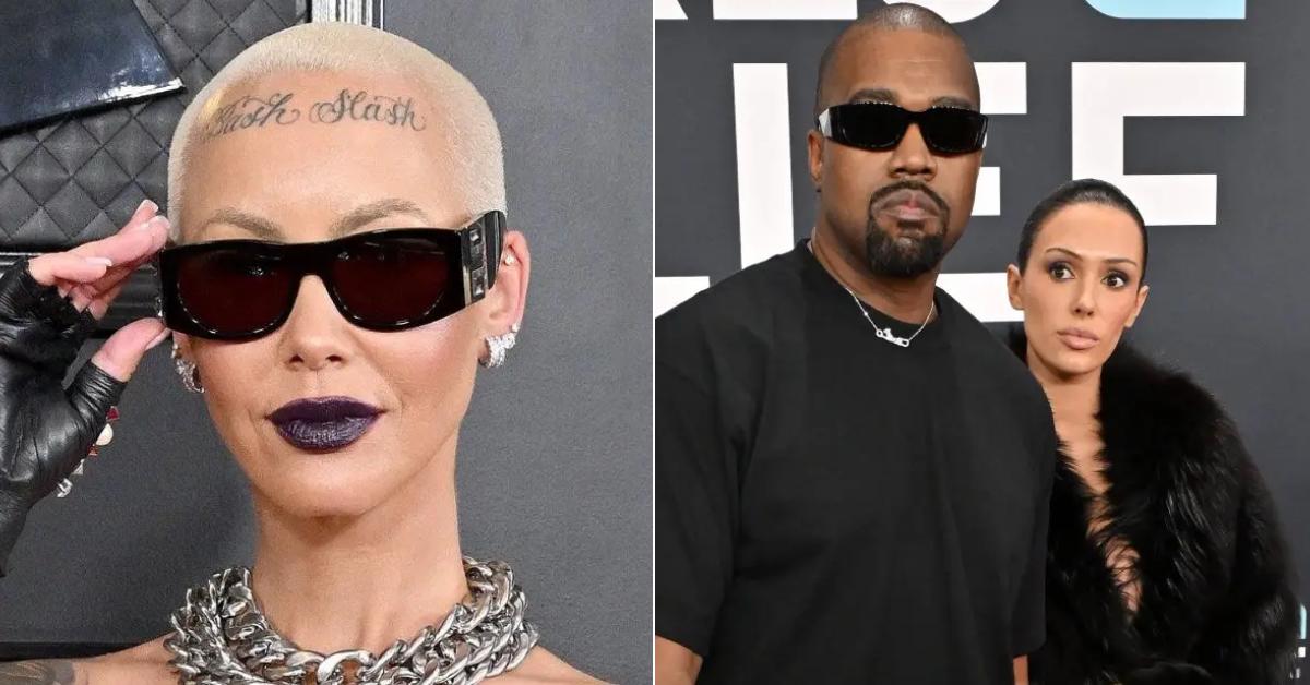 Photo of Amber Rose; picture of Kanye West and Bianca Censori.