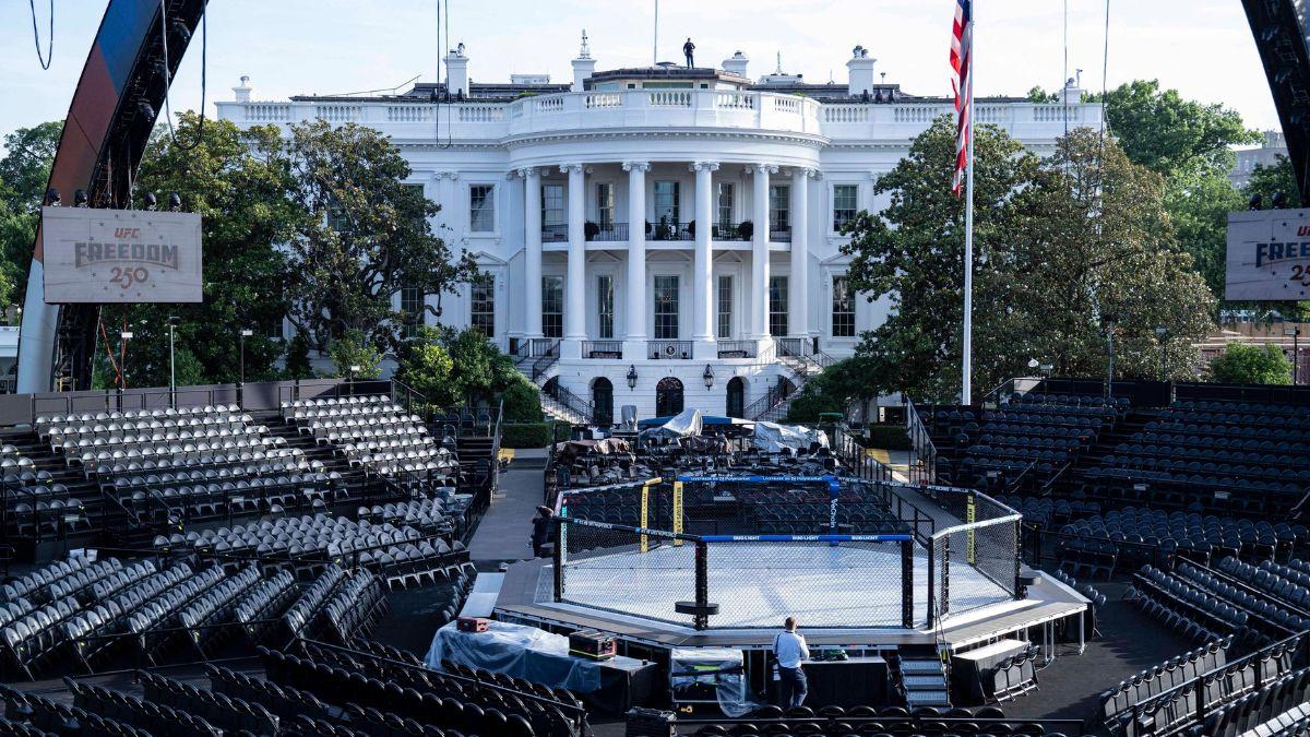 Image of Preparations continued for the UFC event at the White House.