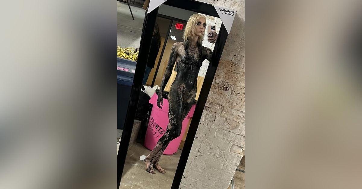 image of The singer shared behind-the-scenes photos on Instagram, showing off the bold look.