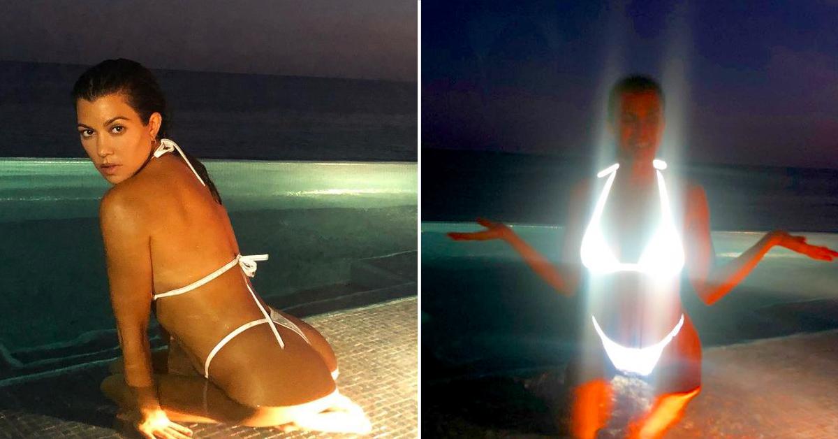 kourtney kardashian wears glowing bikini