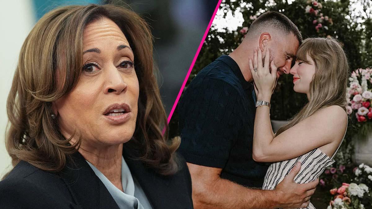 Kamala Harris,Taylor Swift ,Travis Kelce,