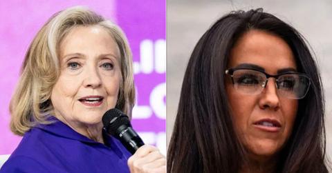 Split photo of Hillary Clinton and Lauren Boebert