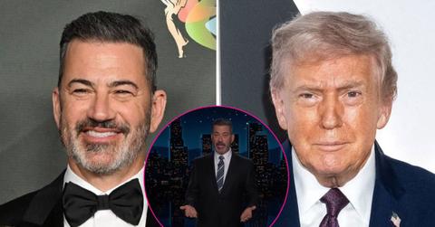 split photo of Jimmy Kimmel & Donald Trump