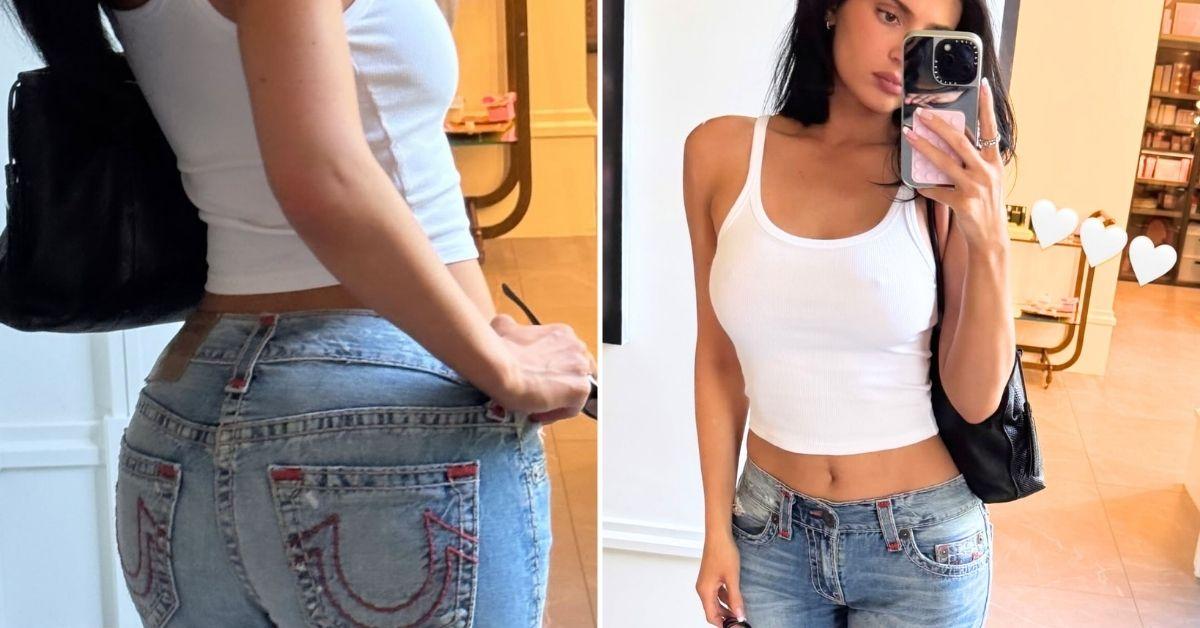 photo of The reality TV star wore True Religion jeans in her braless photo