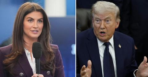 split of Kaitlan Collins, Donald Trump.