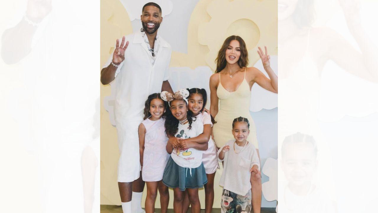 Image of Khloé Kardashian and Tristan Thompson have two kids together. 
