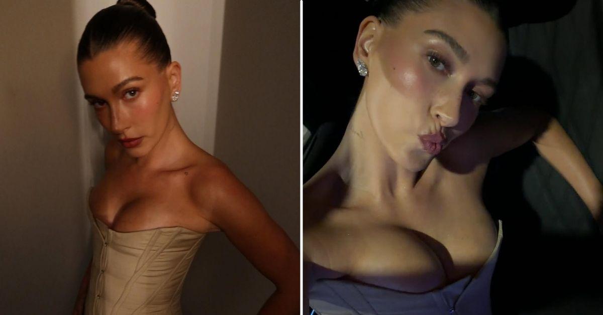 Photo of Hailey Bieber showed off her curves in a body-hugging corset.