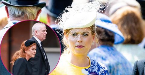 Split photo of Princess Beatrice, Ex-Prince Andrew and Sarah Ferguson.