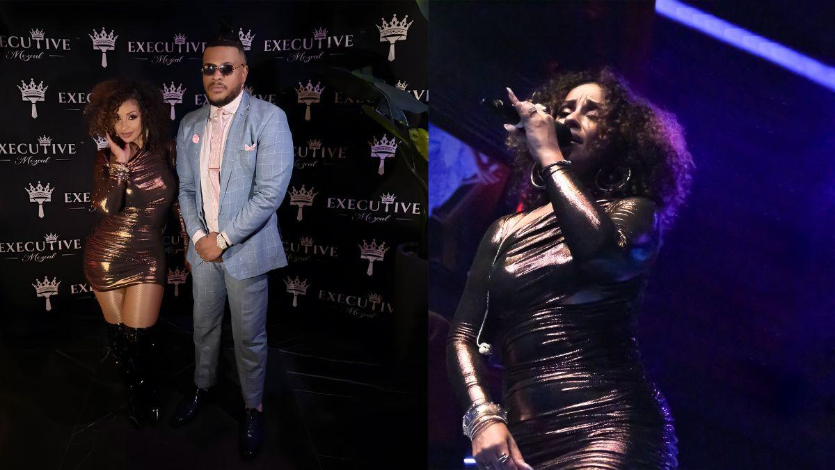 image of Ruebx Qube and Grammy-winning artist Mýa at an Executive Mezcal live concert event.