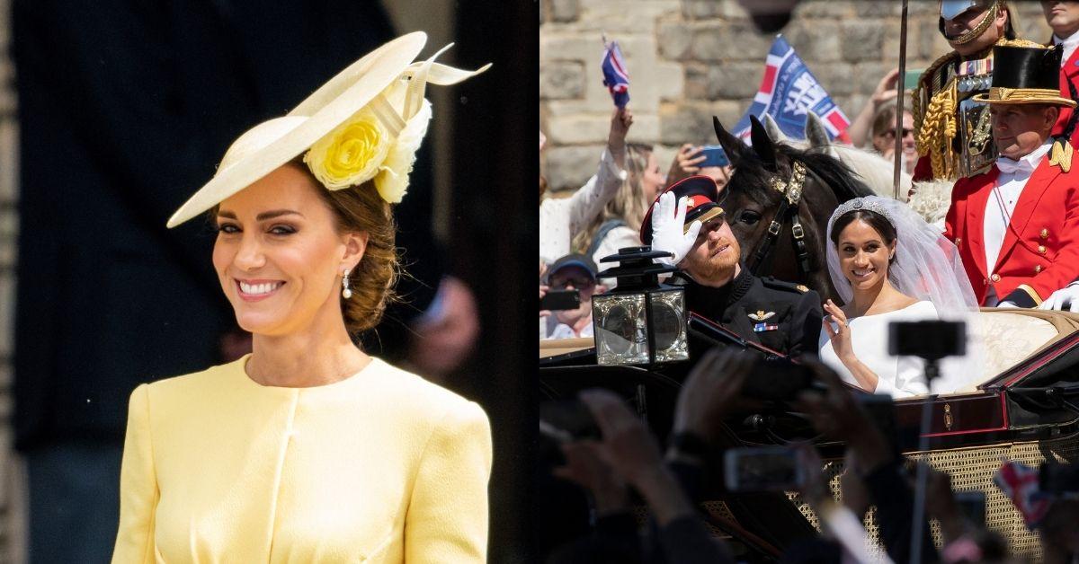 Composite photo of Kate Middleton, Prince Harry and Meghan Markle