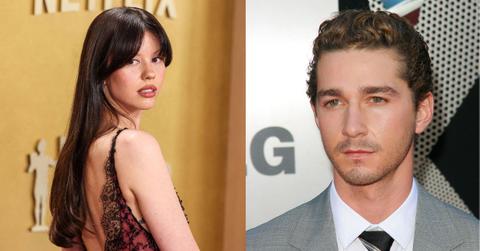 Split image of Mia Goth and Shia LaBeouf.