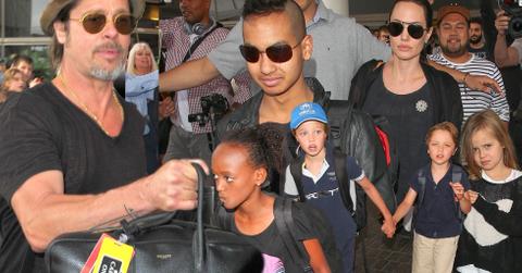 Brad pitt angelina jolie kids travelling airport