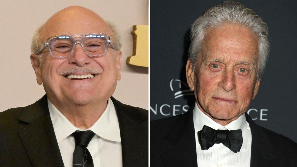 split image of Danny Devito and Michael Douglas