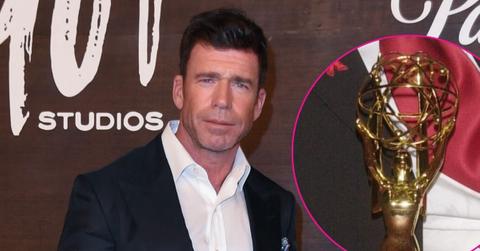Composite photo of Taylor Sheridan and an Emmy.