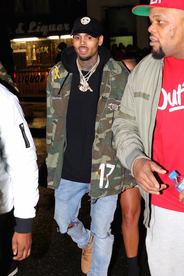 Chris Brown leaves Up&amp;Down with a Mystery Girl while his ex Rihanna leaves solo