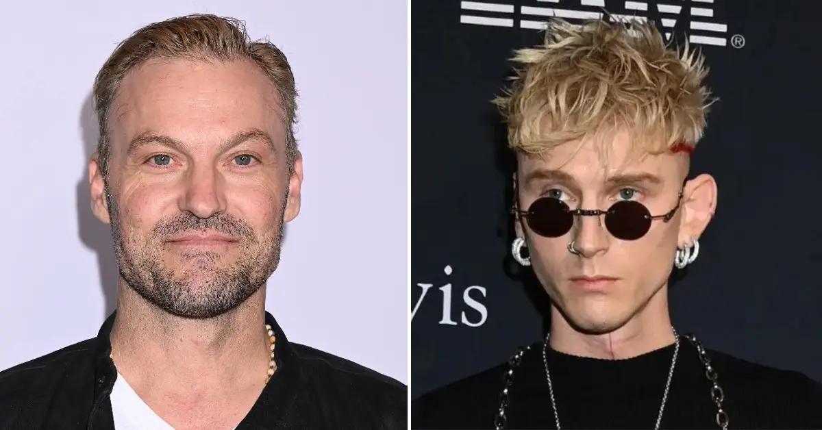 Photo of Brian Austin Green; picture of Machine Gun Kelly.