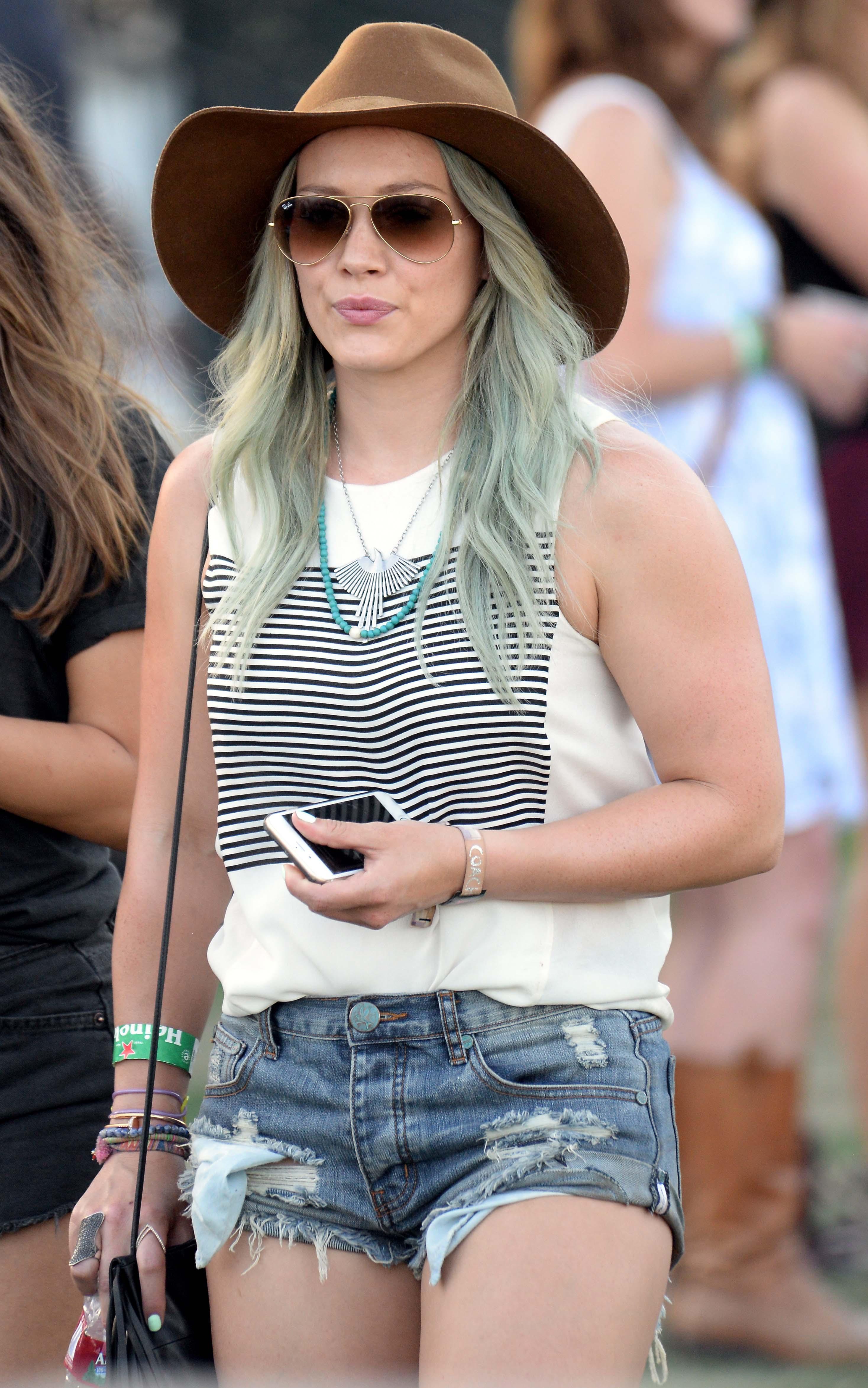 Hilary Duff is spotted on Day 2 of the Coachella Music Festival in Indio, Ca