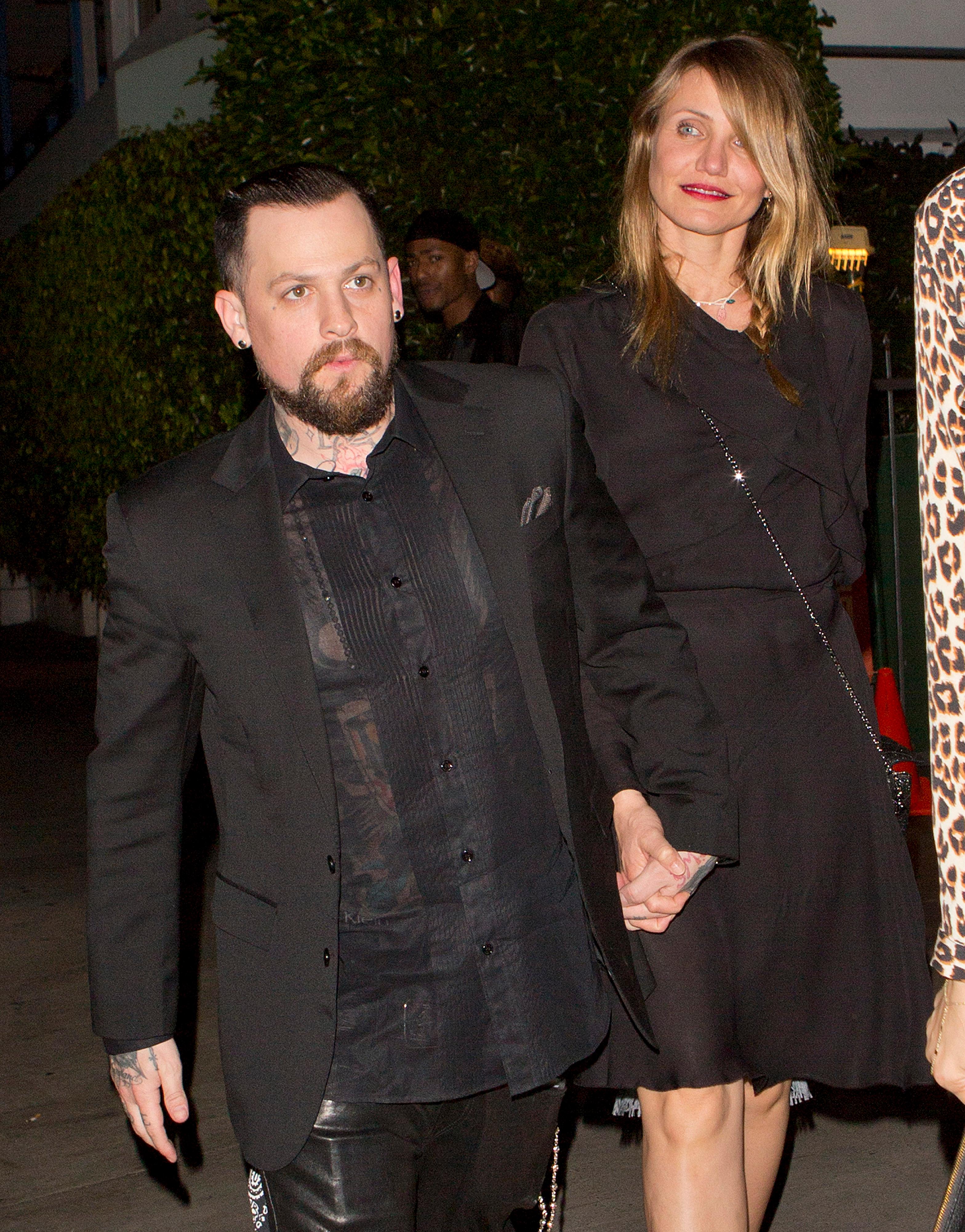 Cameron Diaz and new husband Benji Madden were seen leaving their Valentines Dinner at Giorgio Baldi Italian Restaurant in Santa Monica, CA