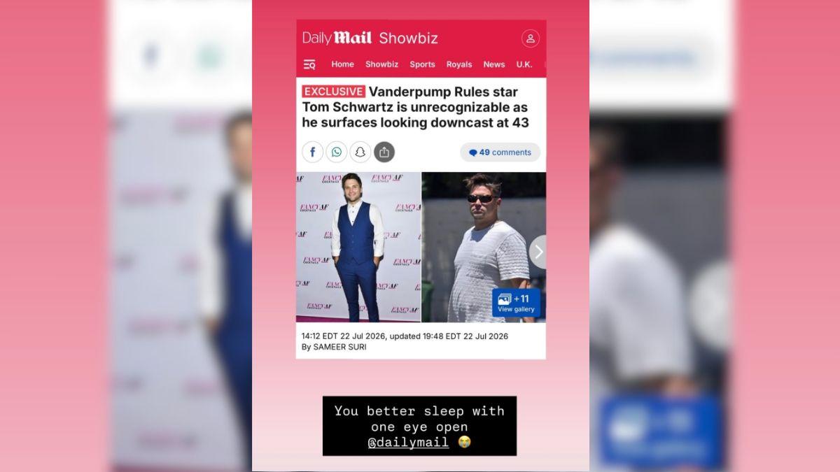 Image of Tom Schwartz called out critics via Instagram Stories.