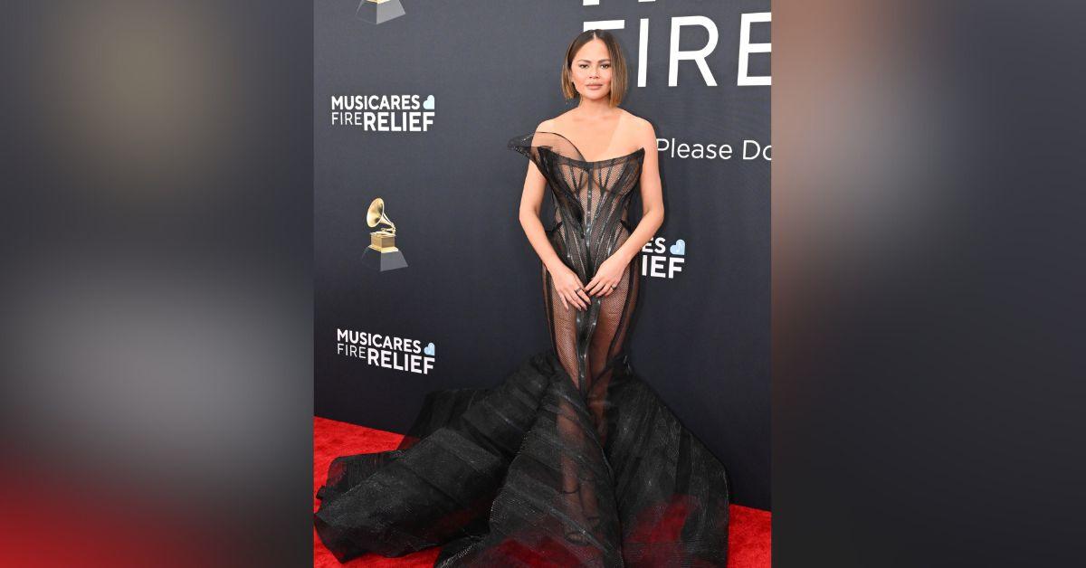 chrissy teigen sheer dress grammys