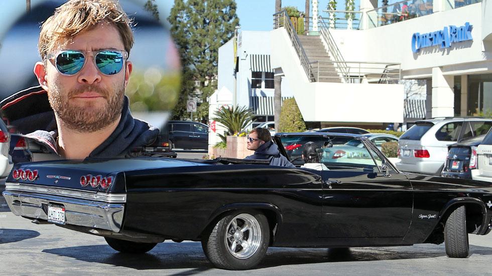 ed westwick driving vintage car