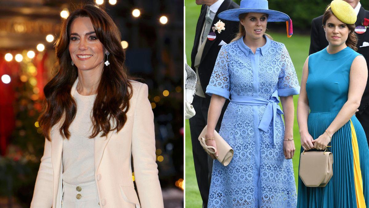 image split of Kate Middleton, Beatrice and Eugenie