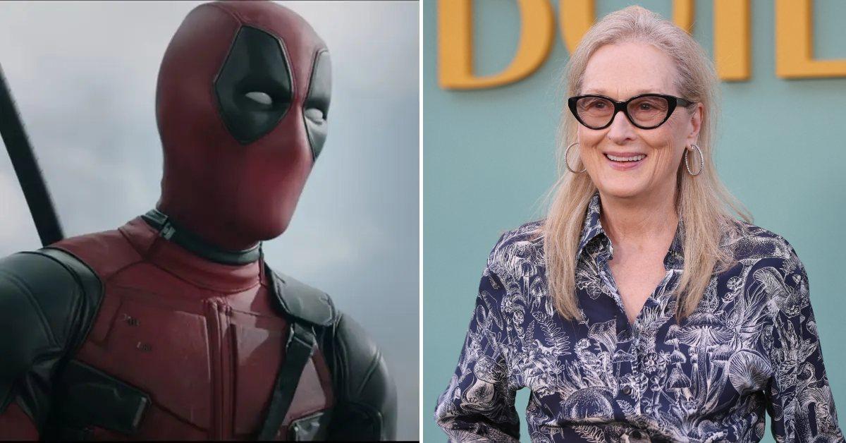 Photo of Ryan Reynolds as Deadpool and a picture of Meryl Streep