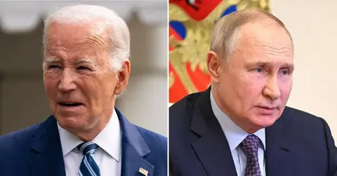Composite photo of Joe Biden and Vladimir Putin