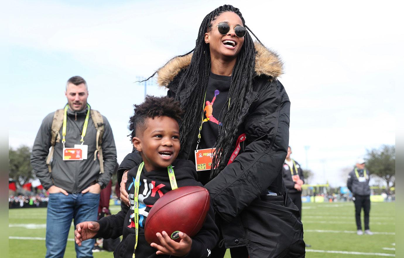 Ciara With Russell Wilson and Son at LA Dodgers Game