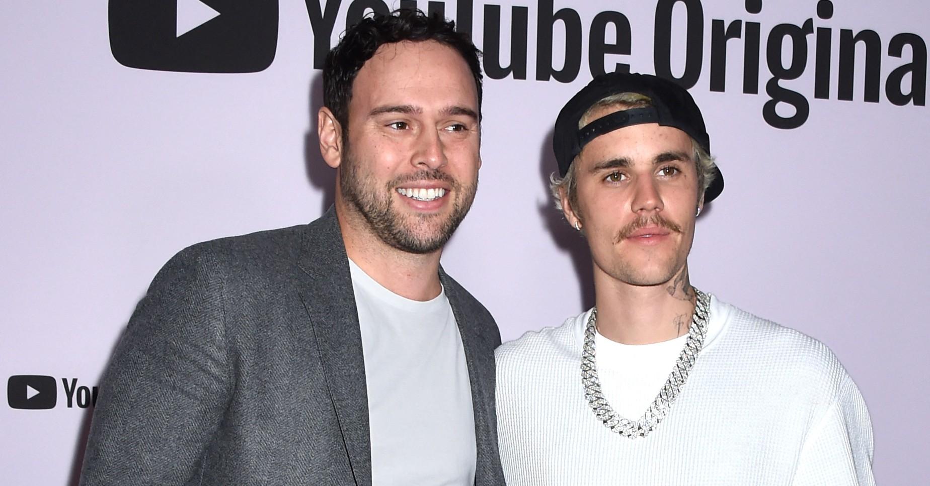 Photo of Scooter Braun and Justin Bieber. 