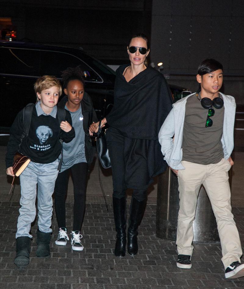 Angelina Jolie and kids seen at LAX airport