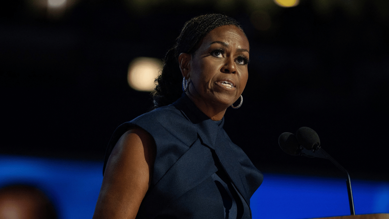 Image of Michelle Obama and Sharon Stone joked about men receiving praise and bonuses for enduring childbirth without an epidural.