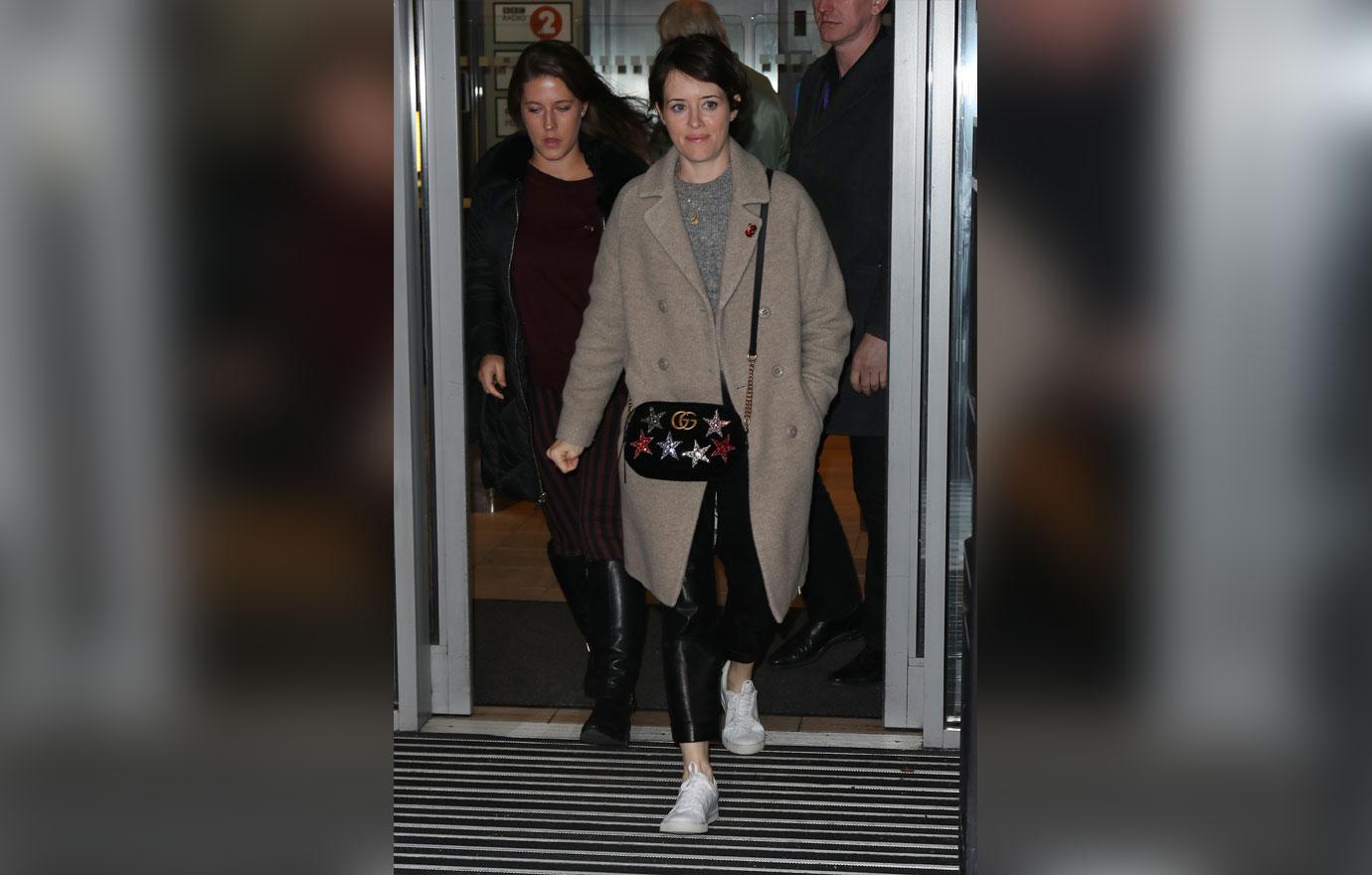 Claire foy grey jacket