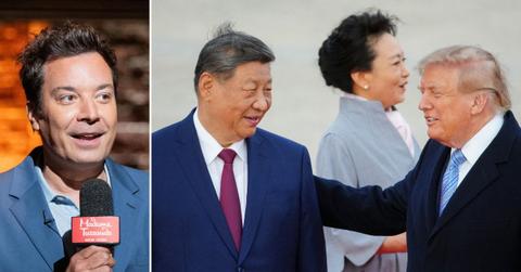 Photo of Jimmy Fallon, Xi Jinping and Donald Trump.