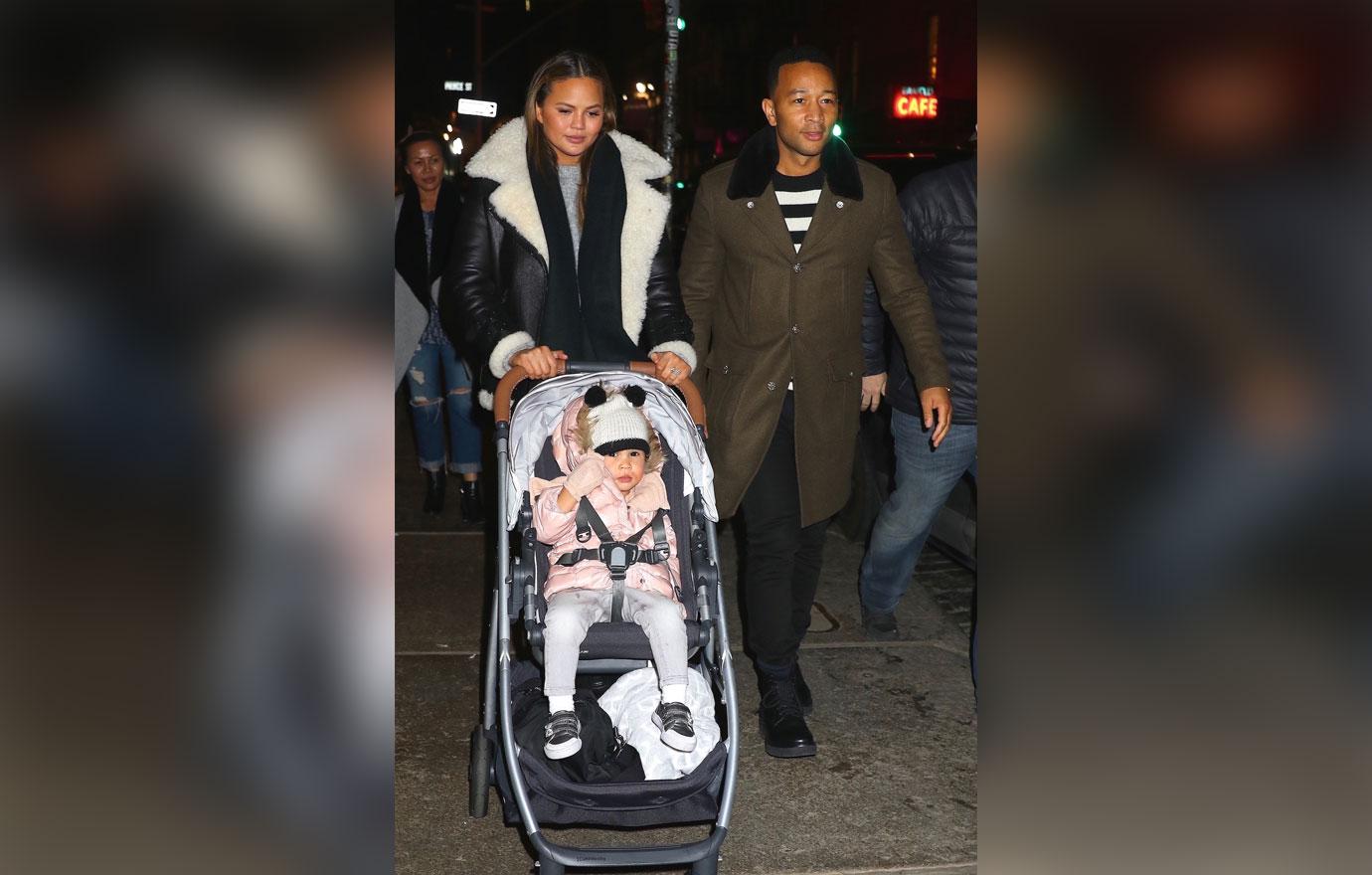 John Legend and Chrissy Teigen are spotted leaving dinner with their daughter Luna