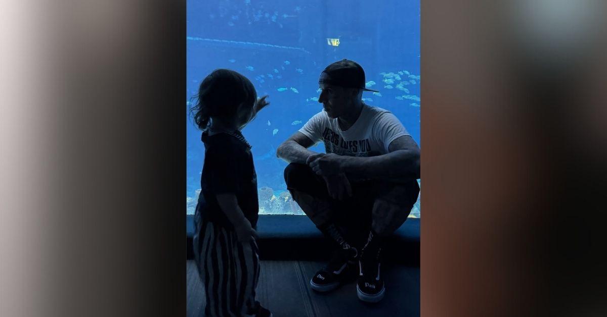 image of Kourtney Kardashian gave fans a rare look at her son Rocky while joining Travis Barker on tour.