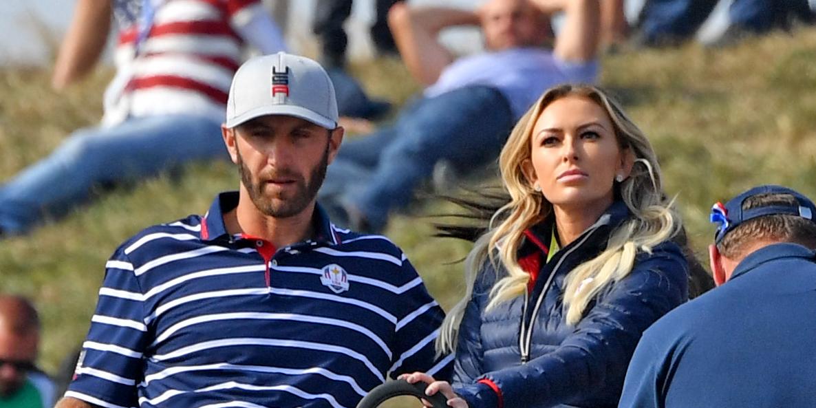 Dustin Johnson and Paulin Gretzky at the Ryder Cup