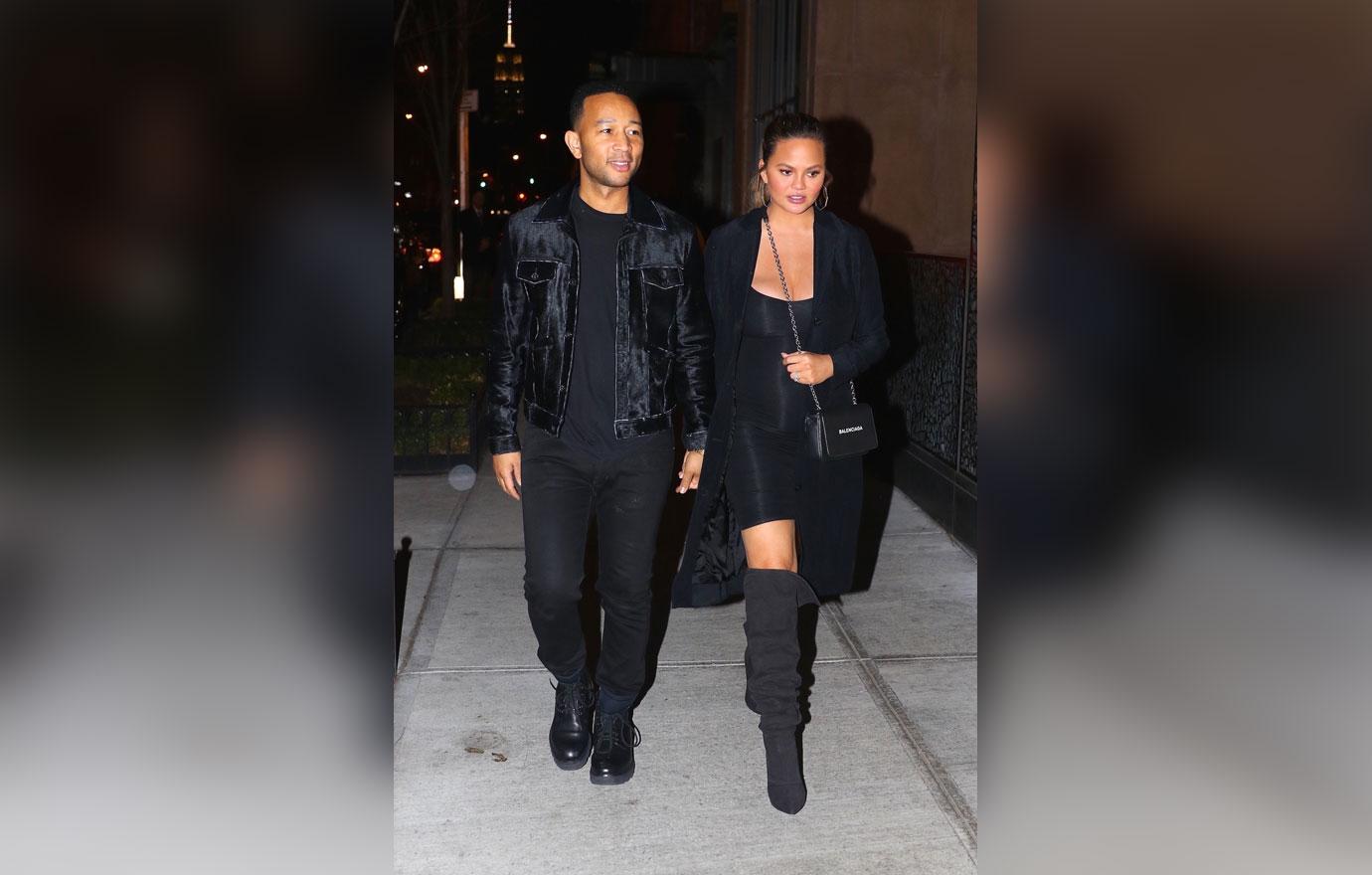 Pregnant Chrissy Teigen and John Legend head out to dinner in Brooklyn