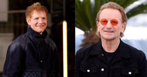 Split image of Ed Sheeran and Bono.