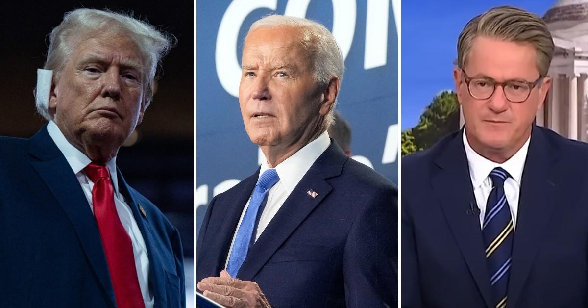 Split photo of Donald Trump, Joe Biden and Joe Scarborough