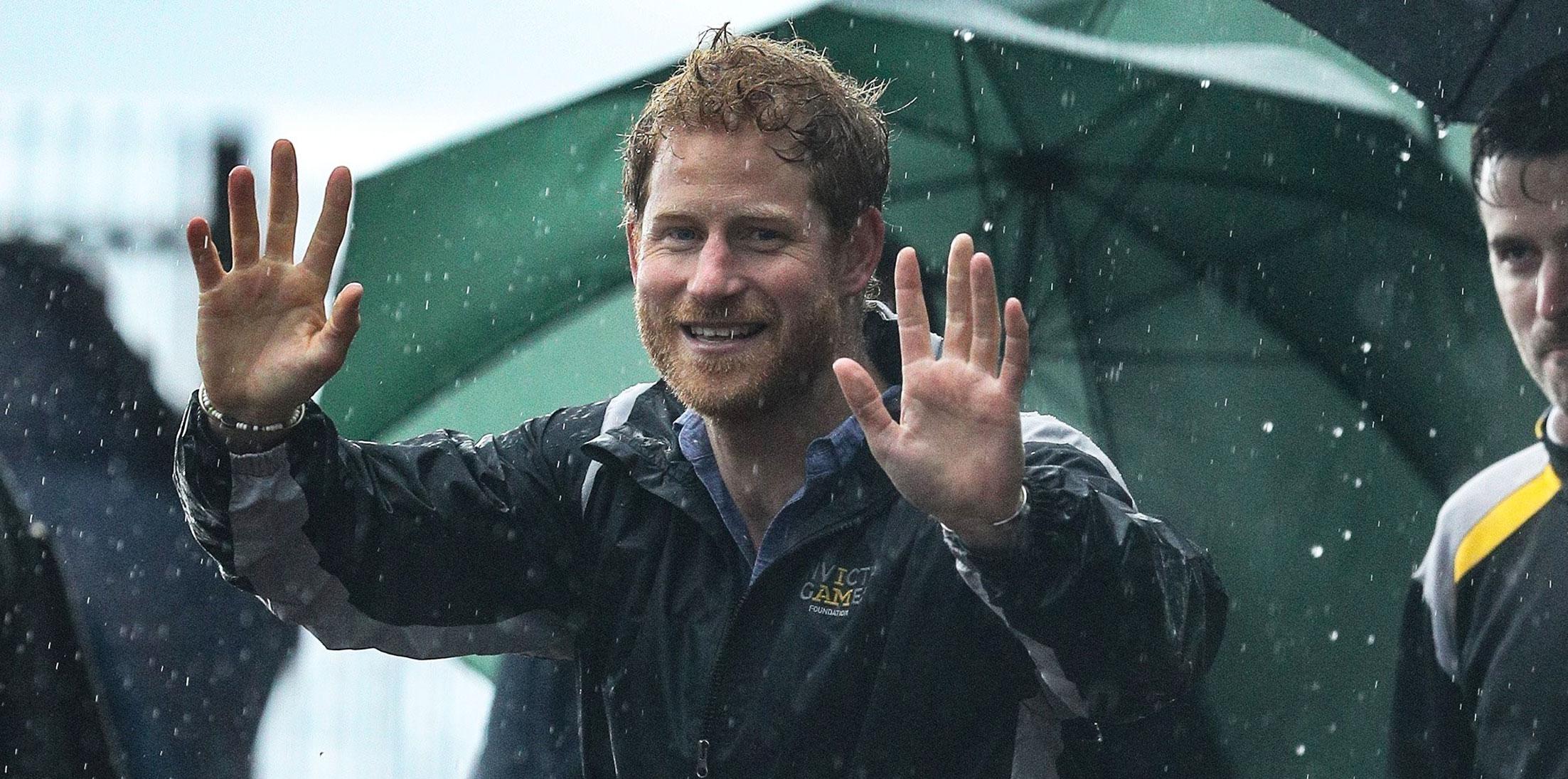 Prince Harry Australia Visit Rain Photos Long