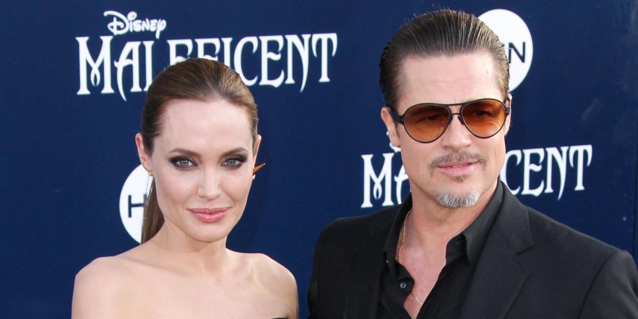 Angelina Jolie and Brad Pitt at the premiere of Maleficent.