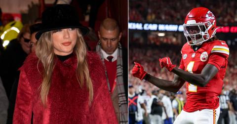Photo of Taylor Swift; picture of Xavier Worthy.