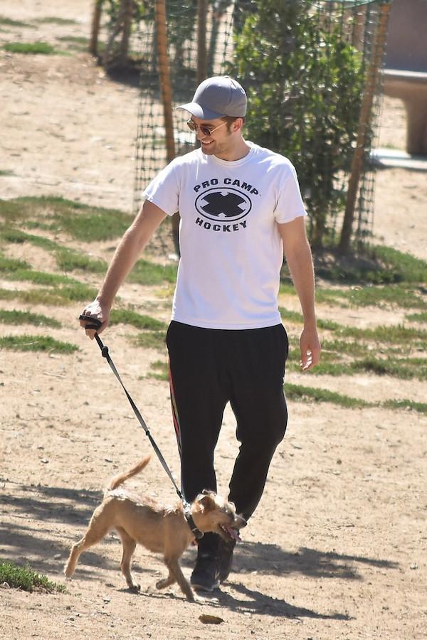 *EXCLUSIVE* Robert Pattinson walks his dog at the Laurel Canyon Dog Park