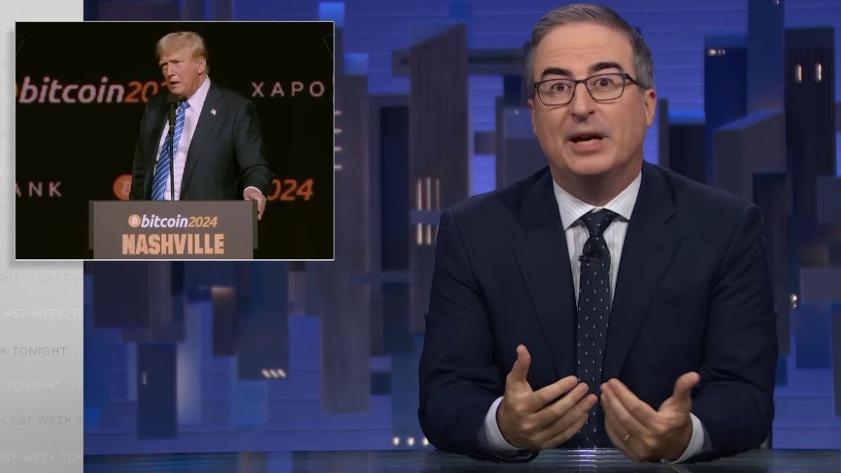Image of John Oliver claimed President Donald Trump had used cryptocurrency ventures to generate significant personal wealth while serving in office.