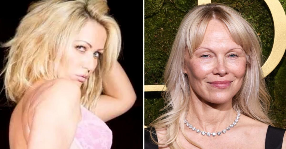 Photo of Lucy Kemp; picture of Pamela Anderson.