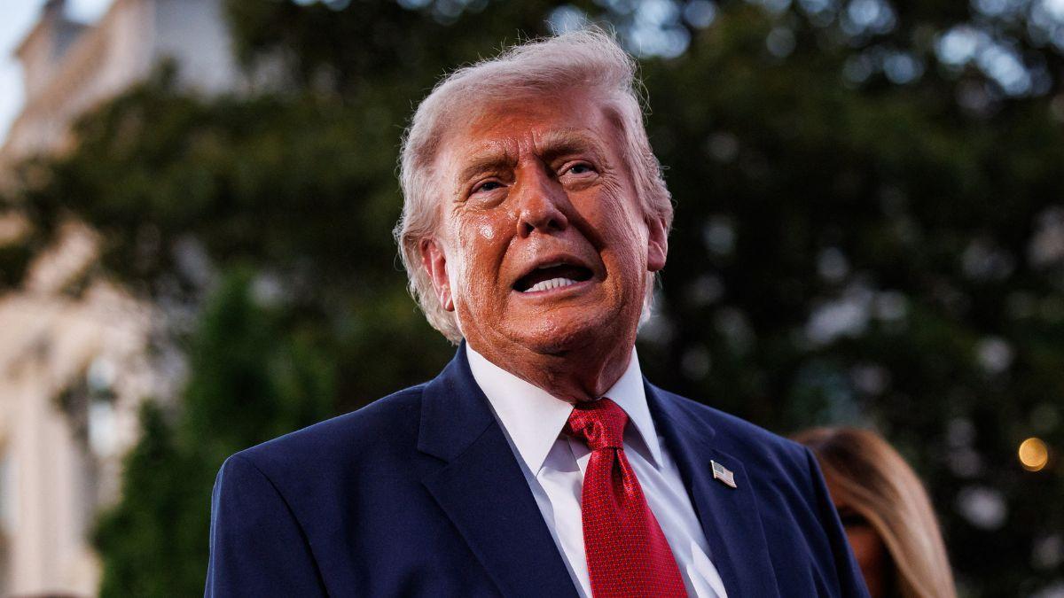 Image of Donald Trump posted in all caps as voters cast primary ballots.
