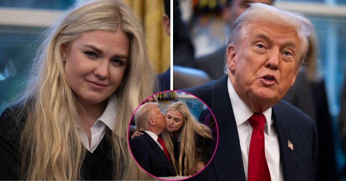 split photo of erika kirk and donald trump
