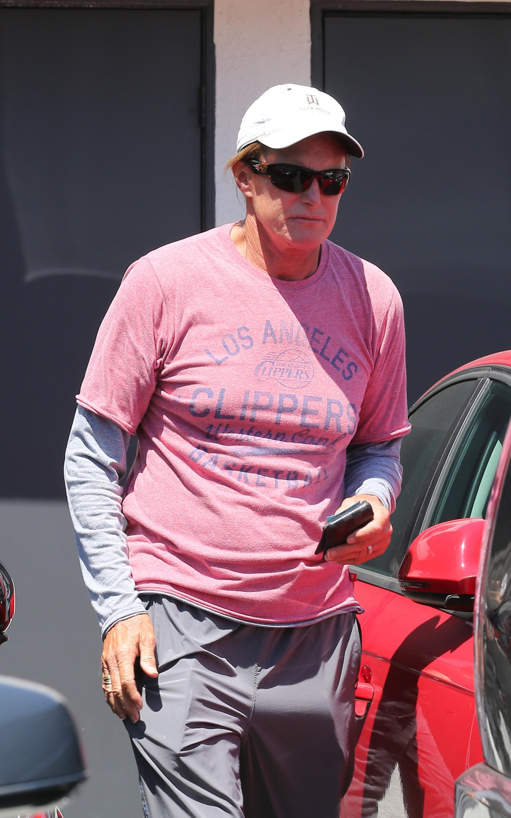 Bruce Jenner is leaving Meche hair salon in Beverly Hills, CA