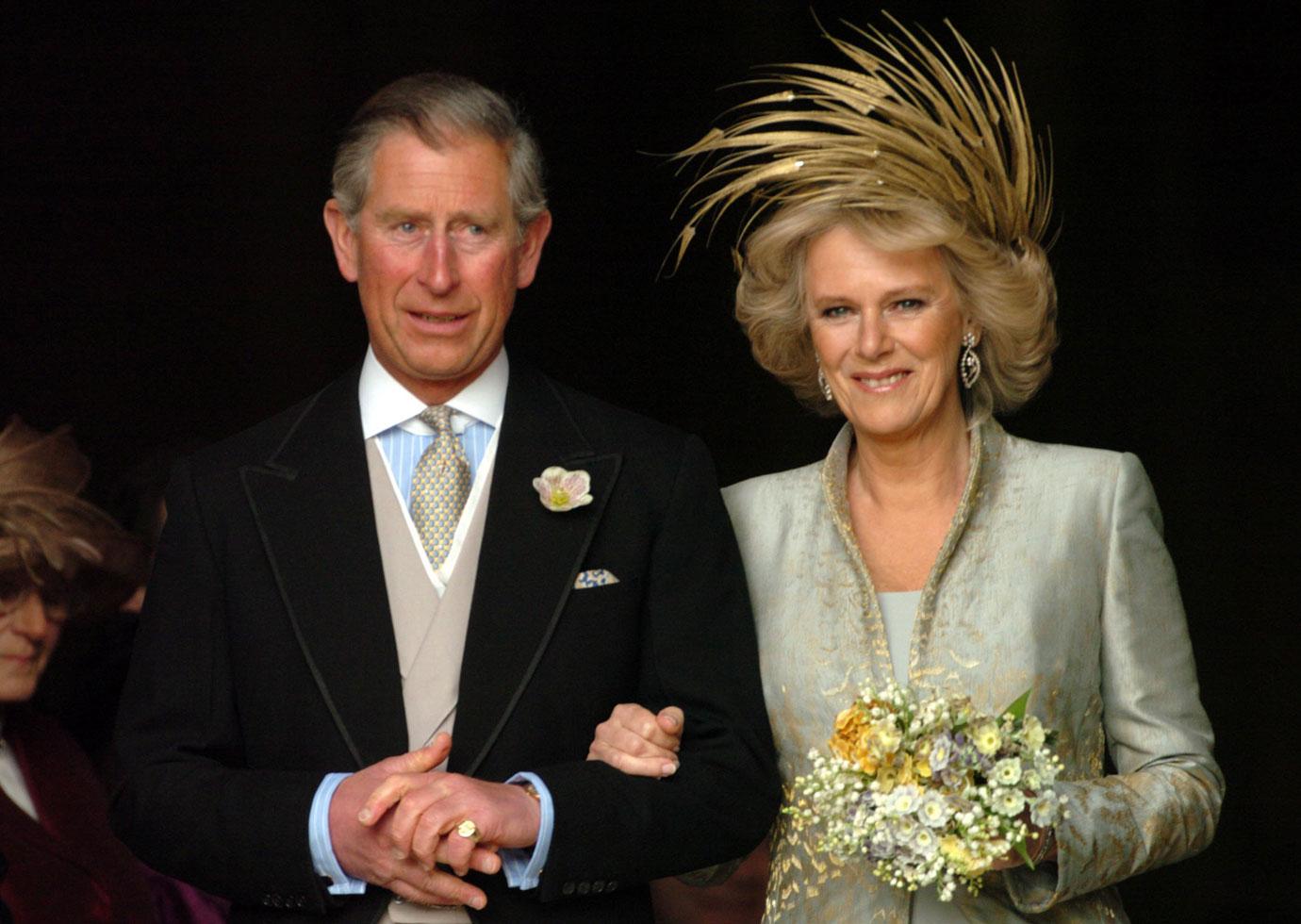 Prince Charles and Camilla the Duchess of Cornwall after their blessing at St. George's Chapel, Windsor.